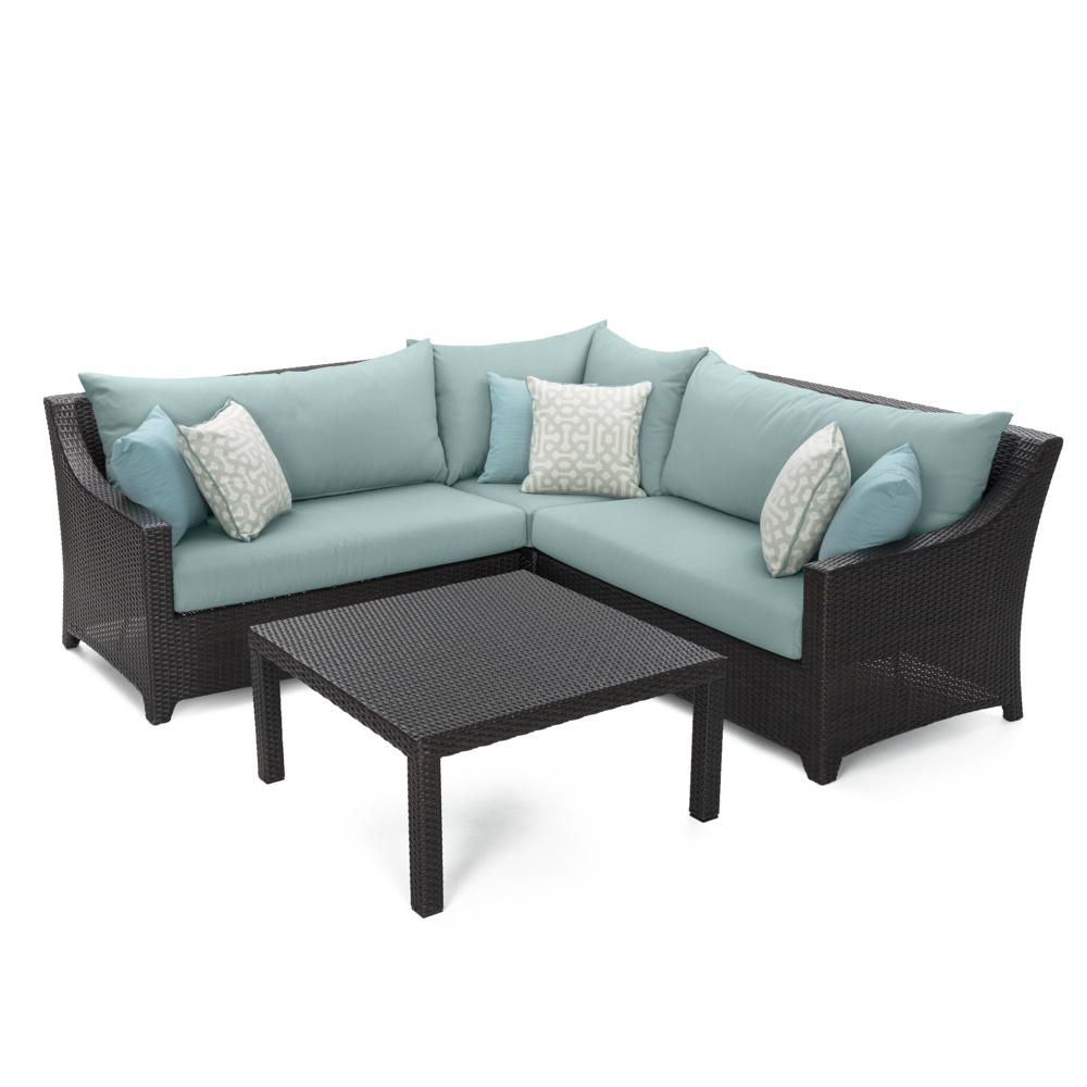 Deco 4 Piece Sectional and Table - Spa Blue