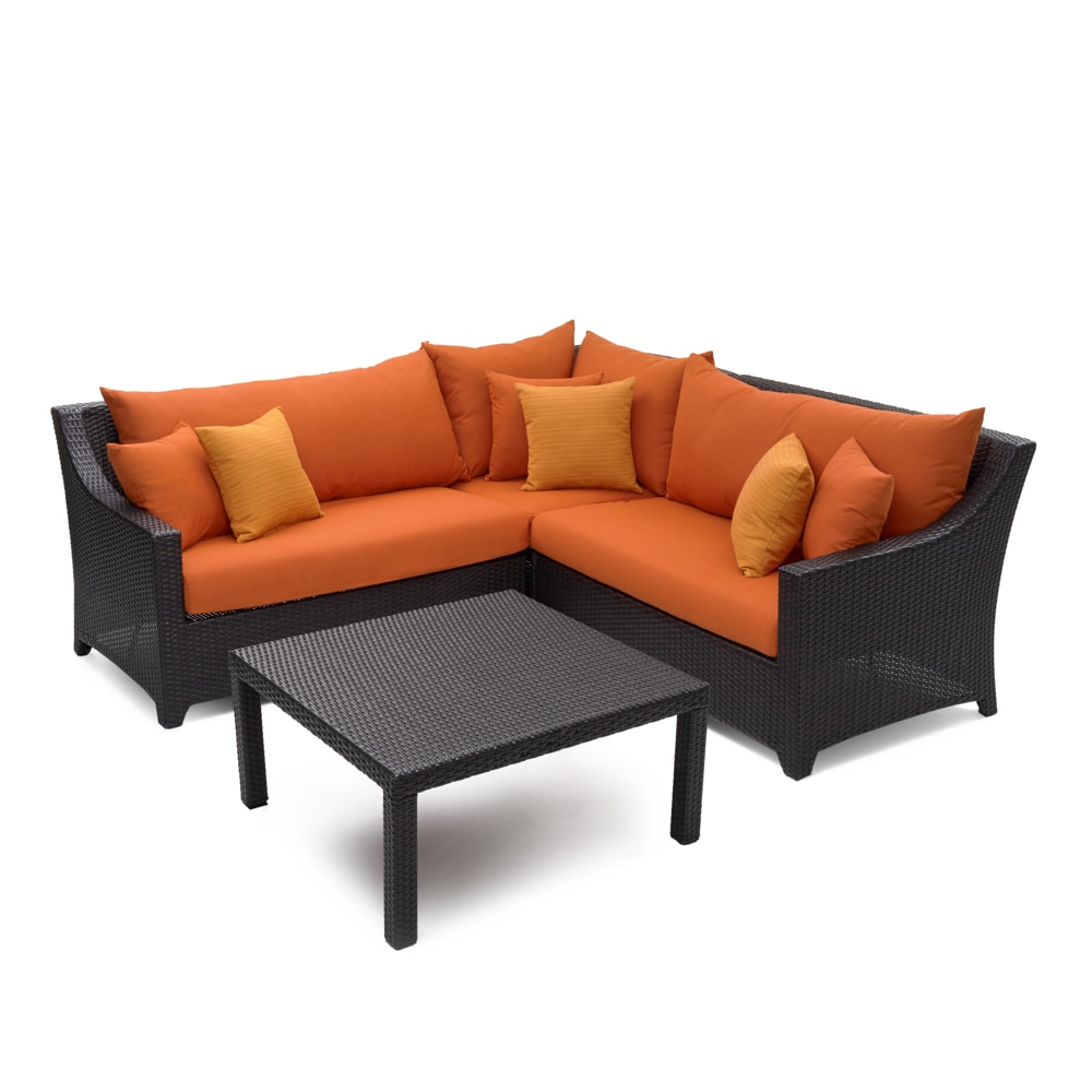 Deco™ 4 Piece Sunbrella® Outdoor Sectional & Table - Tikka Orange
