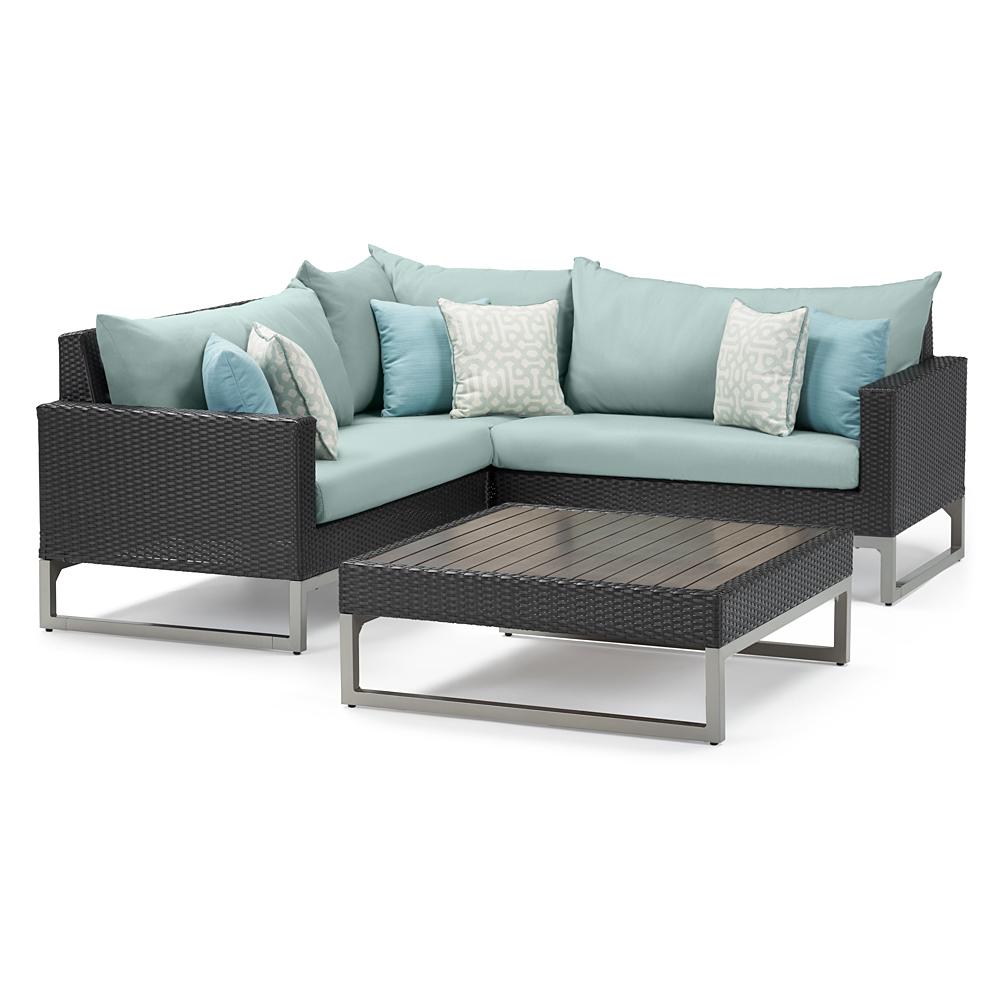 Milo™ Espresso 4 Piece Sectional - Spa Blue