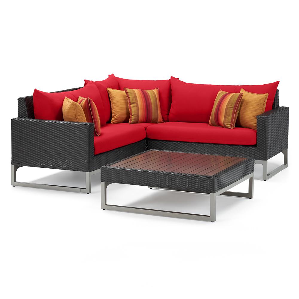 Milo™ Espresso 4 Piece Sectional - Sunset Red