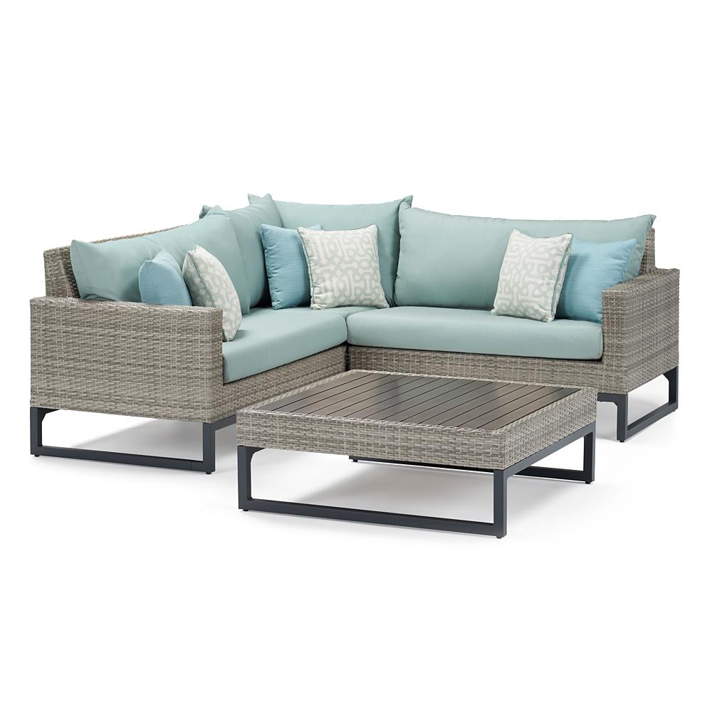 Milo Gray 4 Piece Sectional - Spa Blue