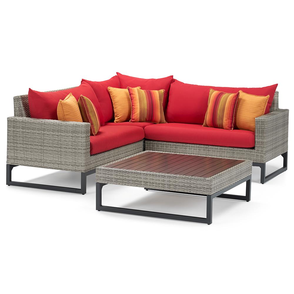 Milo™ Gray 4 Piece Sectional - Sunset Red