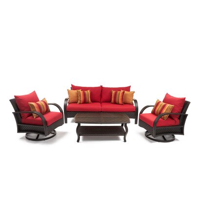 Barcelo™ 4 Piece Outdoor Patio Motion Club & Sofa Set - Sunset Red