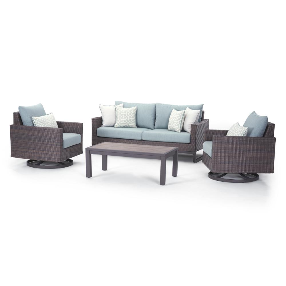 Milea™ 4 Piece Sunbrella® Outdoor Motion Seating Set - Mist Blue