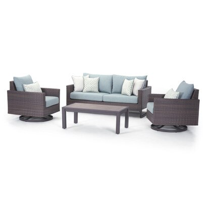 Milea™ 4 Piece Sunbrella® Outdoor Motion Seating Set - Mist Blue
