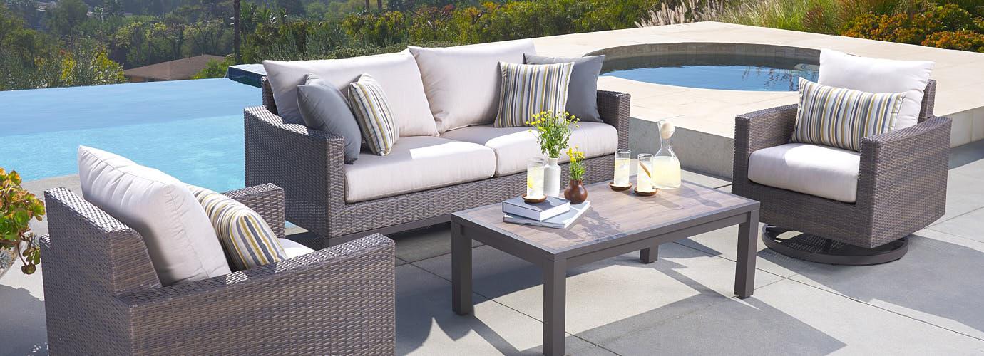 Milea 4 Piece Outdoor Motion Seating Set - Thumbnail 3