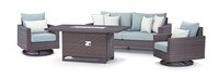 Milea™ 4 Piece Sunbrella® Outdoor Motion Fire Seating Set - Mist Blue