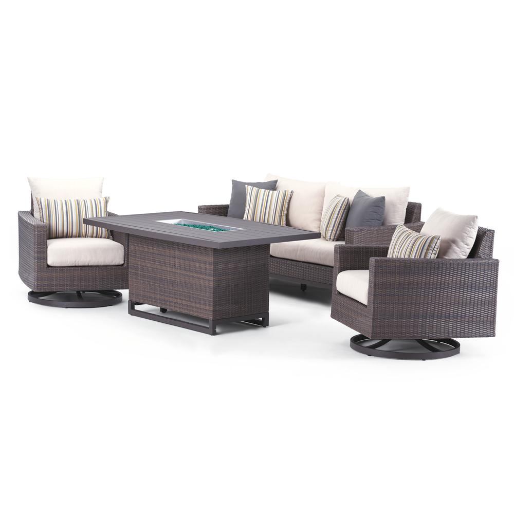 Milea™ 4 Piece Sunbrella® Outdoor Motion Fire Seating Set - Natural Beige