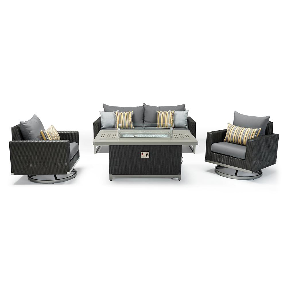 Milo™ Espresso 4 Piece Sunbrella® Outdoor Motion Fire Set - Charcoal Gray
