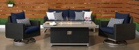 Milo™ Espresso 4 Piece Sunbrella® Outdoor Motion Fire Set - Navy Blue