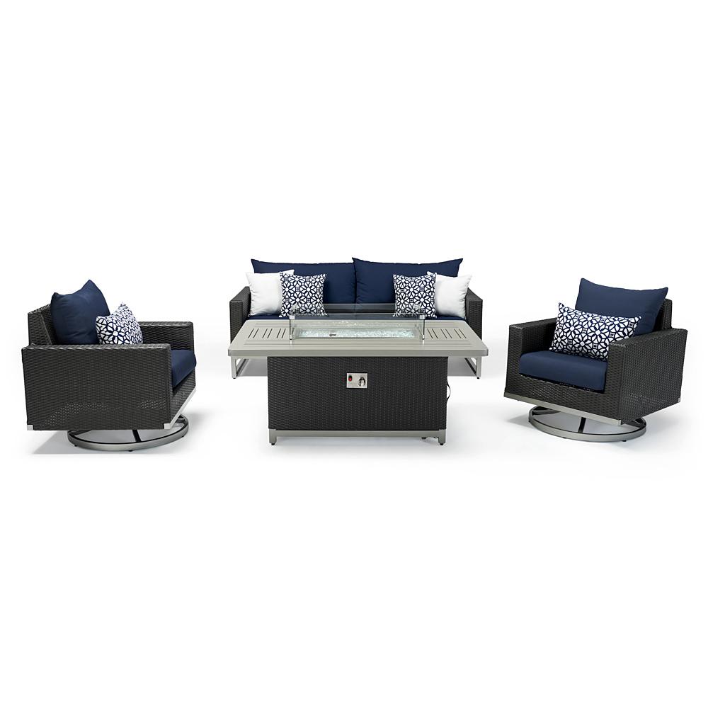 Milo™ Espresso 4 Piece Sunbrella® Outdoor Motion Fire Set - Navy Blue