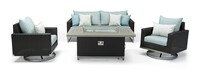 Milo™ Espresso 4 Piece Sunbrella® Outdoor Motion Fire Set - Spa Blue