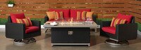 Milo™ Espresso 4 Piece Sunbrella® Outdoor Motion Fire Set - Sunset Red