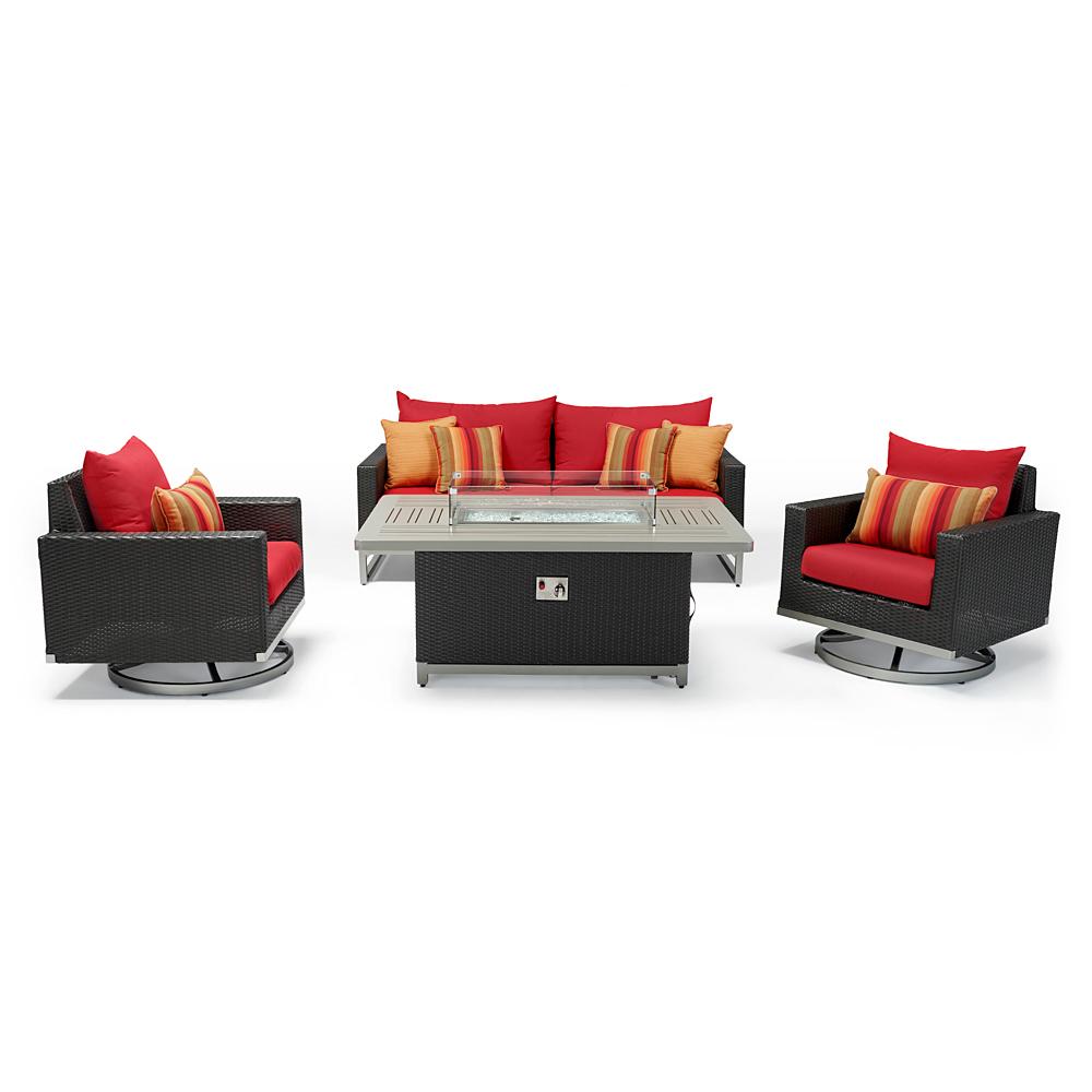 Milo™ Espresso 4 Piece Sunbrella® Outdoor Motion Fire Set - Sunset Red