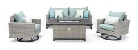 Milo™ Gray 4 Piece Sunbrella® Outdoor Motion Fire Set - Spa Blue