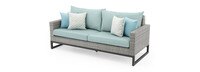 Milo™ Gray 4 Piece Sunbrella® Outdoor Motion Fire Set - Spa Blue