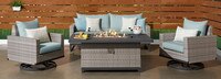 Milo™ Gray 4 Piece Sunbrella® Outdoor Motion Fire Set - Spa Blue