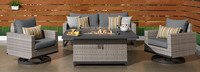 Milo™ Gray 4 Piece Sunbrella® Outdoor Motion Fire Set - Spa Blue