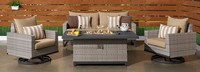 Milo™ Gray 4 Piece Sunbrella® Outdoor Motion Fire Set - Spa Blue