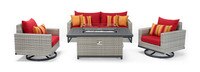 Milo™ Gray 4 Piece Motion Fire Set - Sunset Red