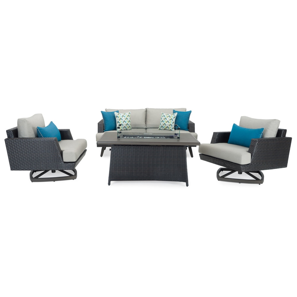 Portofino® Casual 4 Piece Sunbrella® Outdoor Motion Fire Seating Set - Dove
