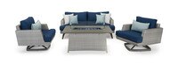 Portofino® Casual 4 Piece Sunbrella® Outdoor Motion Fire Seating Set - Laguna Blue