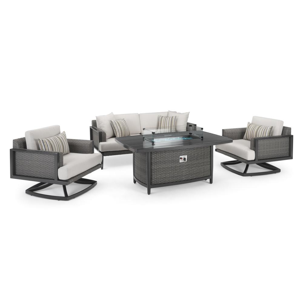 Vistano™ 4 Piece Sunbrella® Outdoor Fire Conversation Seating Set - Gray