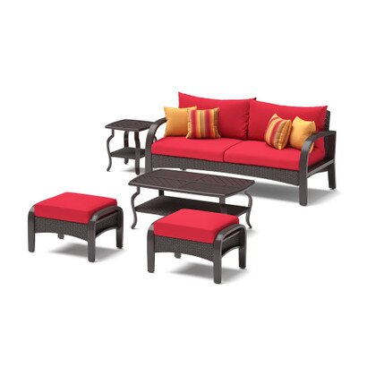 Barcelo™ 5 Piece Outdoor Patio Seating Set - Sunset Red