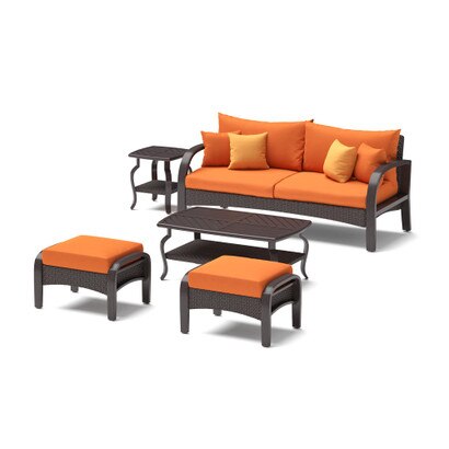 Barcelo™ 5 Piece Outdoor Patio Seating Set - Tikka Orange