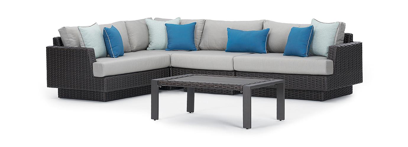 Portofino Repose 5 Piece Sunbrella Outdoor Sectional - Thumbnail 5
