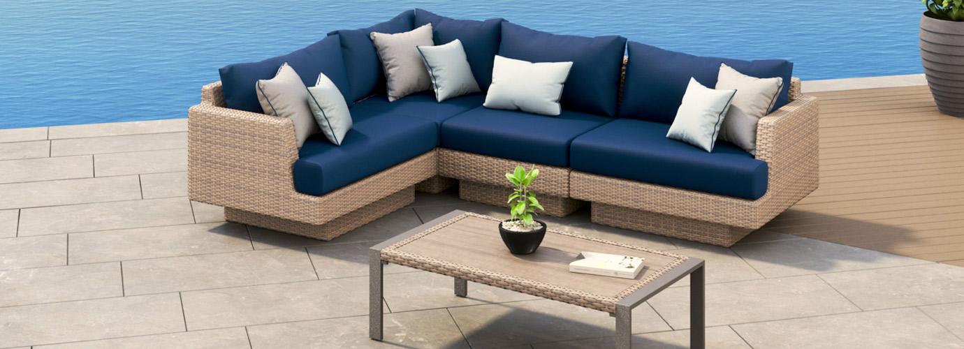 Portofino Repose 5 Piece Sunbrella Outdoor Sectional - Thumbnail 4