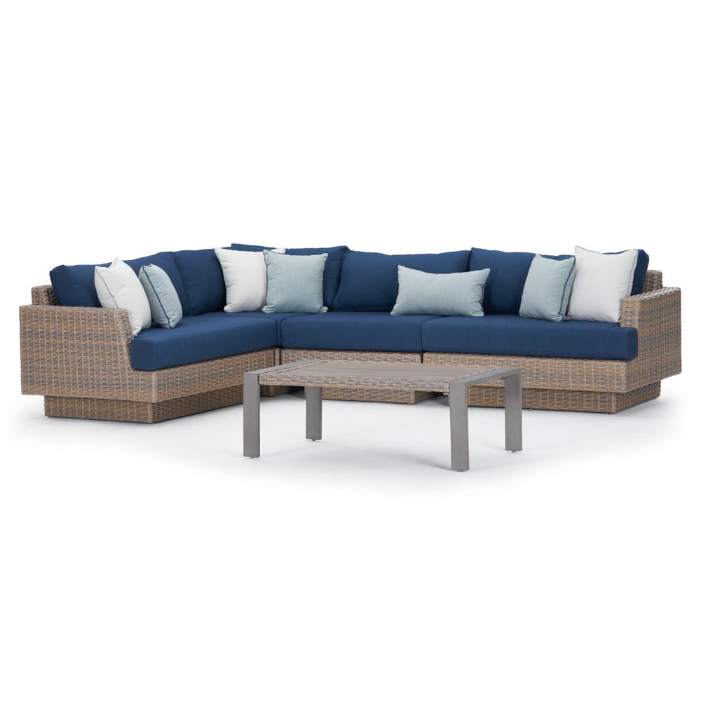 Portofino Repose 5 Piece Sectional Set - Laguna Blue