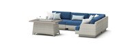 Portofino Comfort 5pc Sunbrella® Outdoor Sectional Fire Seating Set - Laguna Blue