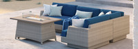 Portofino Comfort 5pc Sunbrella® Outdoor Sectional Fire Seating Set - Laguna Blue