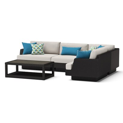Portofino® Comfort 5 Piece Sunbrella® Outdoor Sectional Seating Set - Dove Gray