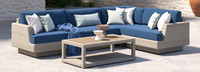 Portofino Comfort 5 Piece Sunbrella® Outdoor Sectional Seating Set - Laguna Blue