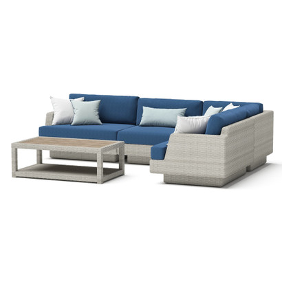 Portofino Comfort 5pc Sunbrella® Outdoor Sectional Seating Set - Laguna Blue