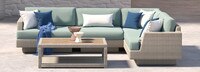 Portofino Comfort 5 Piece Sunbrella® Outdoor Sectional Seating Set - Spa Blue