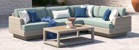 Portofino Comfort 5 Piece Sunbrella® Outdoor Sectional Seating Set - Spa Blue