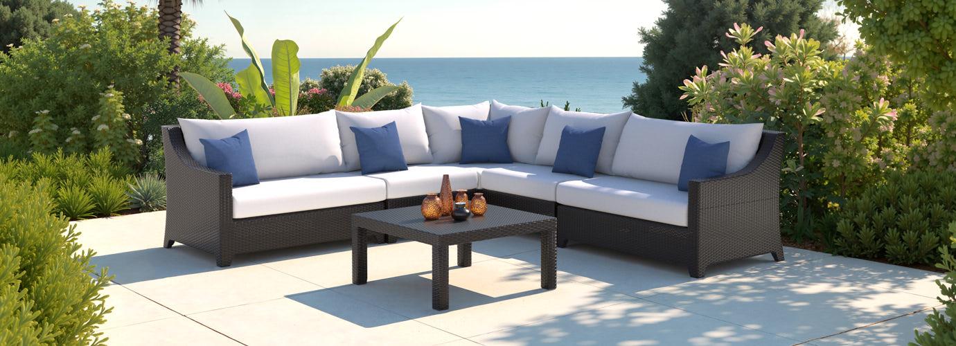 Deco™ 6 Piece Sunbrella® Outdoor Sectional & Table - Bliss Ink