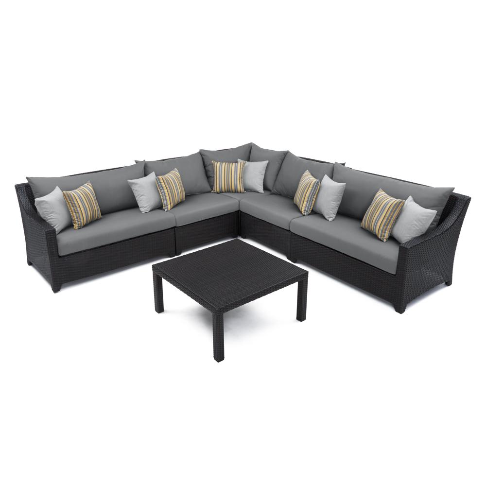 Deco™ 6 Piece Sunbrella® Outdoor Sectional & Table Set - Charcoal Gray