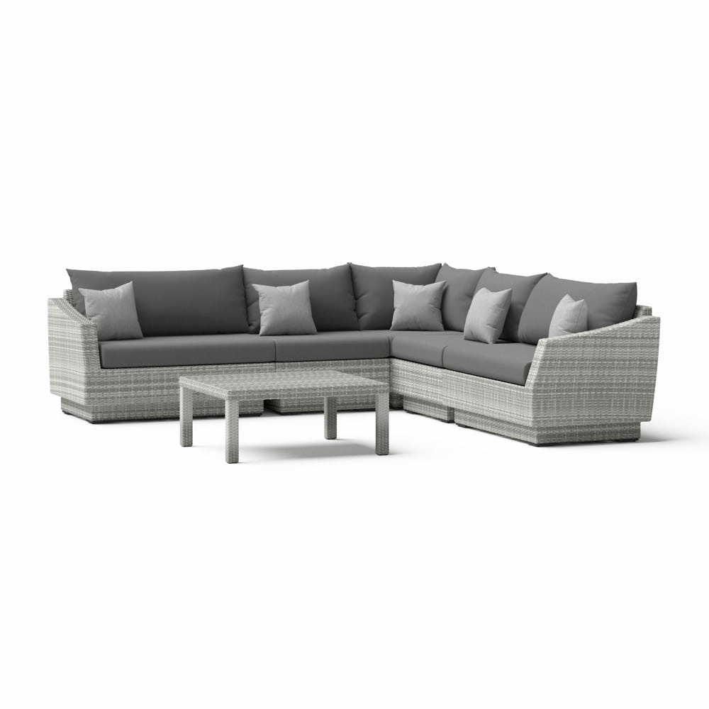 Cannes™ 6 Piece Sunbrella® Outdoor Sectional & Table - Charcoal Gray