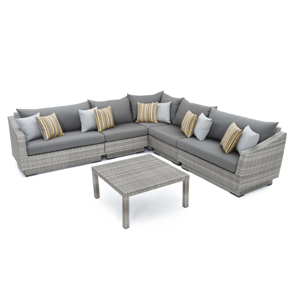Cannes™ 6 Piece Sunbrella® Outdoor Sectional & Table - Charcoal Gray
