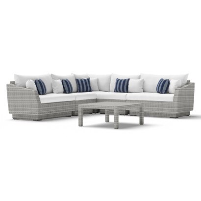 Cannes™ 6 Piece Sunbrella® Outdoor Sectional & Table - Centered Ink