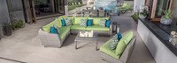 Cannes™ 6 Piece Sunbrella® Outdoor Sectional & Table - Ginkgo Green