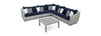 Cannes™ 6 Piece Sunbrella® Outdoor Sectional & Table - Navy Blue