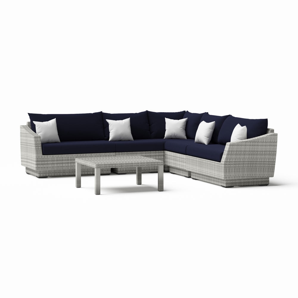 Cannes™ 6 Piece Sunbrella® Outdoor Sectional & Table - Navy Blue