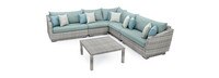 Cannes™ 6 Piece Sectional & Table - Spa Blue