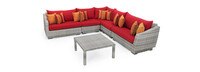 Cannes™ 6 Piece Sunbrella® Outdoor Sectional & Table - Sunset Red