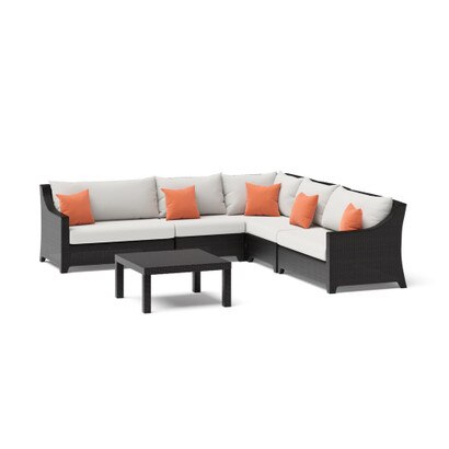 Deco™ 6 Piece Sunbrella® Outdoor Sectional & Table - Cast Coral